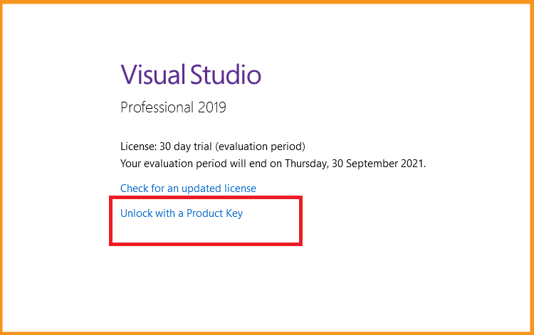 Activate Visual Studio 2019