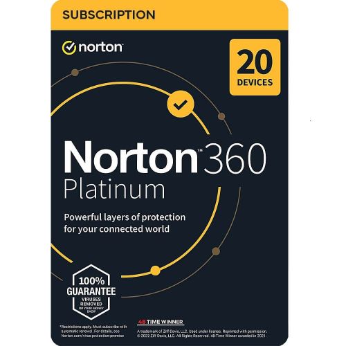 Norton 360 Platinum, Runtime: 1 Year, Appareils: 20 Appareils, image 